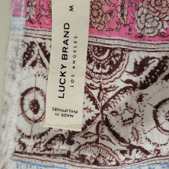 "Lucky Brand " Woman's Pullover Top Size: medium pink/brown multicolored NWT - Picture 5 of 8